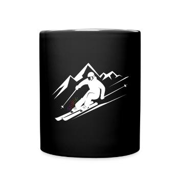 Skifahrer Ski Winter Winterurlaub Wintersport - Tasse einfarbig - Schwarz - Vorne