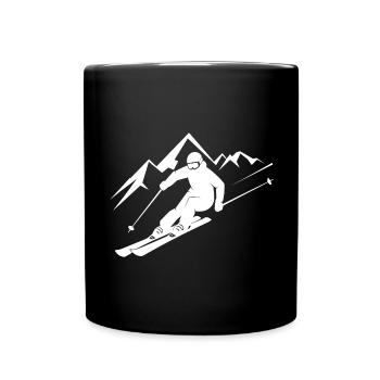 Skifahrer Ski Winter Winterurlaub Wintersport - Tasse einfarbig - Schwarz - Vorne