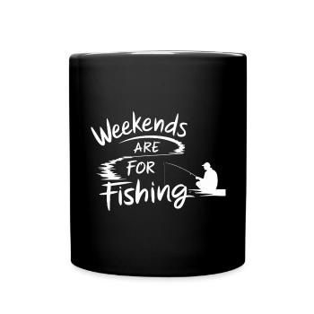 Weekends are for Fishing Fischen Angeln - Full Colour Mug - black - Front