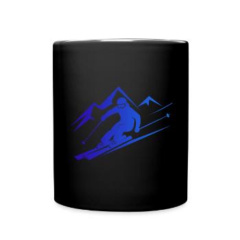 Skifahrer Ski Winter Winterurlaub Wintersport - Tasse einfarbig - Schwarz - Vorne