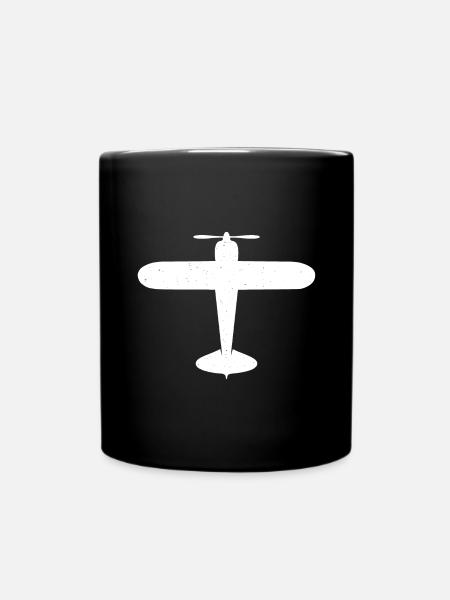 Flugzeug Propellerflugzeug Fliegen - Tasse einfarbig - Schwarz