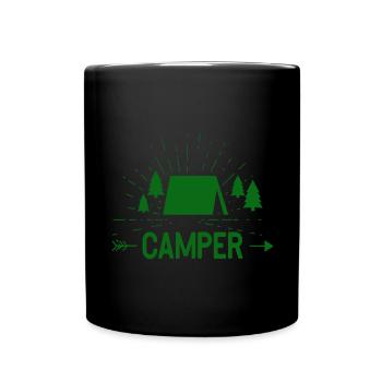 Camper Camping Campen Outdoor - Tasse einfarbig - Schwarz - Vorne