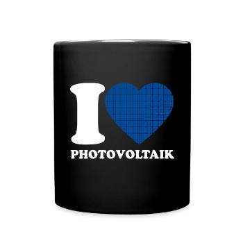 I Love Photovoltaik - Herz - Erneuerbare Energie - Tasse einfarbig - Schwarz - Vorne