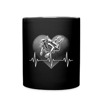 Taucher Herzschlag Tauchen - Tasse einfarbig - Schwarz - Vorne