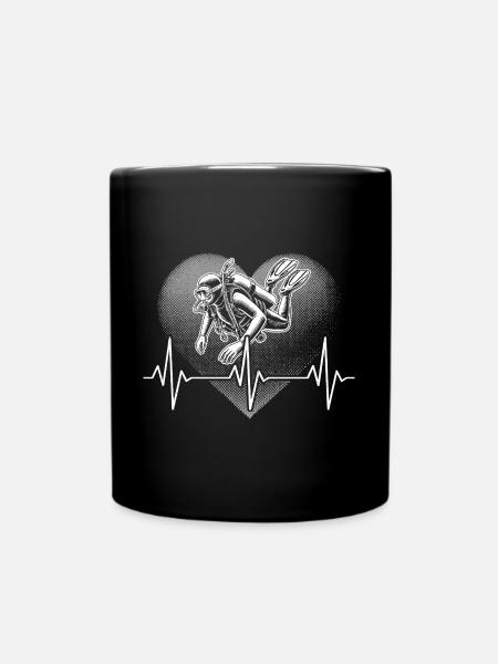 Taucher Herzschlag Tauchen - Tasse einfarbig - Schwarz