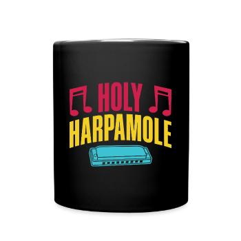 Funny Harmonica Player Holy Harpamole Harmonica - Tasse einfarbig - Schwarz - Vorne