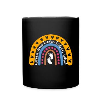 Wenn aus Liebe Leben wird - Baby - schwanger - Tasse einfarbig - Schwarz - Vorne