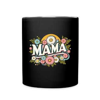 Floral Mama - Tasse einfarbig - Schwarz - Vorne