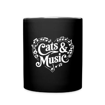 Katzen und Musik Musiknoten und Notenlinien - Tasse einfarbig - Schwarz - Vorne