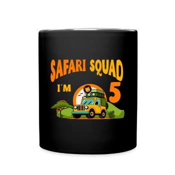 Safari Birthday Party - 5th Birthday Boy 5 Years - Full Colour Mug - black - Front