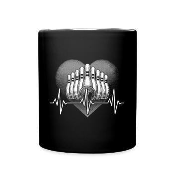 Herzschlag Bowling - Tasse einfarbig - Schwarz - Vorne