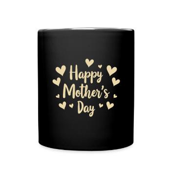 Herzlicher Gruß zum Muttertag - Tasse einfarbig - Schwarz - Vorne