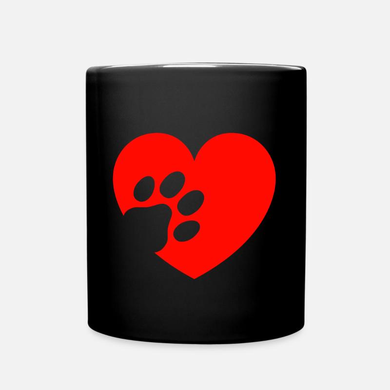 Hunde Herz Pfote Hundeliebhaber - Tasse einfarbig - Schwarz