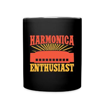 Funny Harmonica Player Enthusiast Harmonica - Tasse einfarbig - Schwarz - Vorne