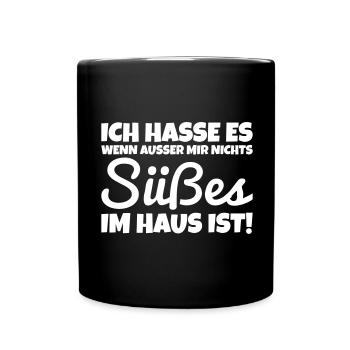 Spruch für alle Naschkatzen, die Süßes lieben - Tasse einfarbig - Schwarz - Vorne