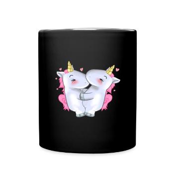 2 jolies licornes roses câlin cadeau d'amitié câlin - Mug uni - noir - Devant
