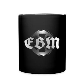 EBM Electronic Body Music Zahnrad Symbol - Tasse einfarbig - Schwarz - Vorne