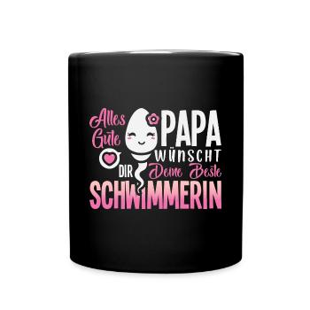 Alles Gute Papa wünscht dir dein bester Schwimmer - Tasse einfarbig - Schwarz - Vorne