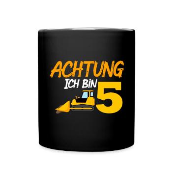 Ich bin 5 Planierraupe 5. Geburtstag 5 Jahre - Tasse einfarbig - Schwarz - Vorne