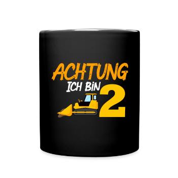 Ich bin 2 Planierraupe 2. Geburtstag 2 Jahre - Tasse einfarbig - Schwarz - Vorne