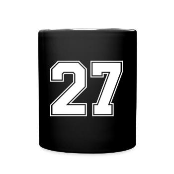 27 Zahl Trikot - Tasse einfarbig - Schwarz - Vorne