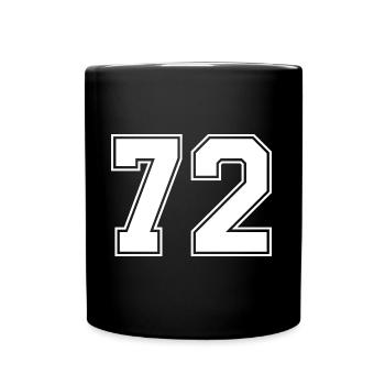 72 Zahl Trikot - Tasse einfarbig - Schwarz - Vorne