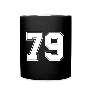 79 Zahl Trikot - Tasse einfarbig - Schwarz - Vorne