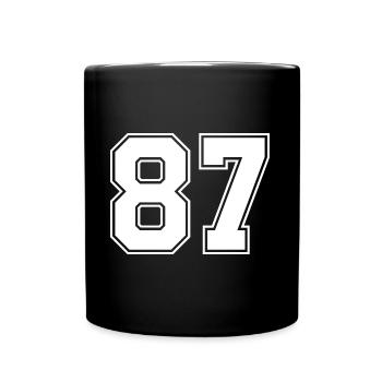 87 Zahl Trikot - Tasse einfarbig - Schwarz - Vorne