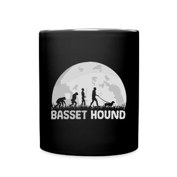 Basset Hound Hund Evolution Mond - Tasse einfarbig - Schwarz - Vorne