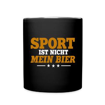 Sport ist nicht mein Bier - Tasse einfarbig - Schwarz - Vorne