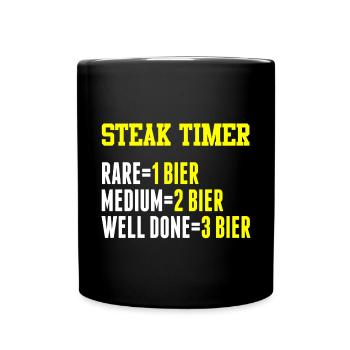 Steaktimer Rare 1Bier Medium 2Bier Well Done 3Bier - Tasse einfarbig - Schwarz - Vorne
