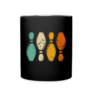 Vintage Bowling Pins Retro Bowler - Tasse einfarbig - Schwarz - Vorne