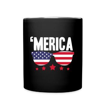 Amerika Sonnenbrille USA Merica 4. Juli - Tasse einfarbig - Schwarz - Vorne