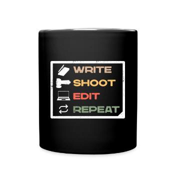 Journalist Journalism Write Edit Repeat - Full Colour Mug - black - Front