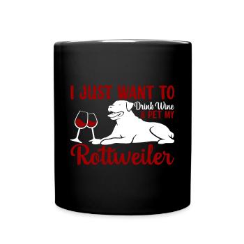 Boire du vin et animal de compagnie Rottweiler Funny - Mug uni - noir - Devant