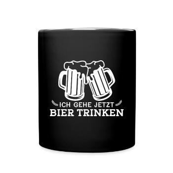 Bier trinken Saufen Party Urlaub Feiern Alkohol - Tasse einfarbig - Schwarz - Vorne