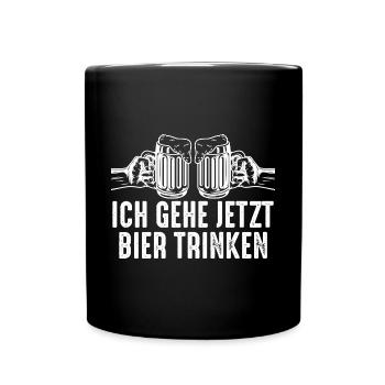 Bier trinken Saufen Party Urlaub Feiern Alkohol - Tasse einfarbig - Schwarz - Vorne