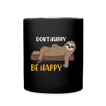 Dont Hurry Be Happy Sloth Sleeping Shirt - Full Colour Mug - black - Front