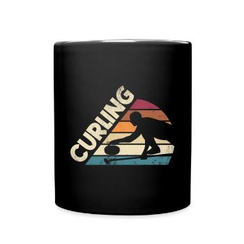 Curlign Sport Curler Curling Player Silhouette - Tasse einfarbig - Schwarz - Vorne