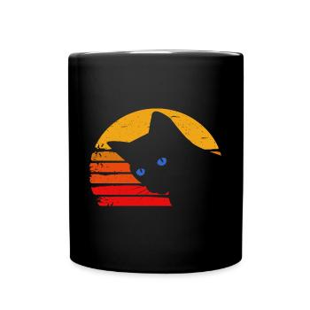Chat noir aux yeux bleus - Mug uni - noir - Devant