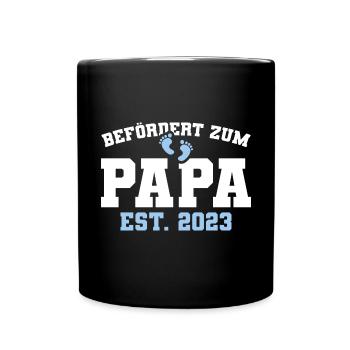 Werdender Papa 2023 Schwangerschaft Verkündung - Tasse einfarbig - Schwarz - Vorne