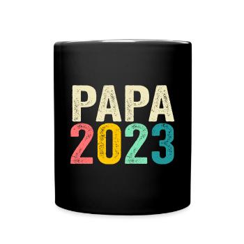 Vater 2023 Schwanger Werdender Papa - Tasse einfarbig - Schwarz - Vorne