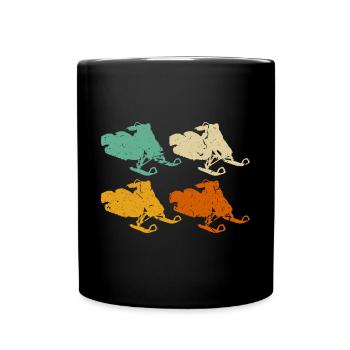 Vintage Schneemobil Retro Motorschlitten - Tasse einfarbig - Schwarz - Vorne