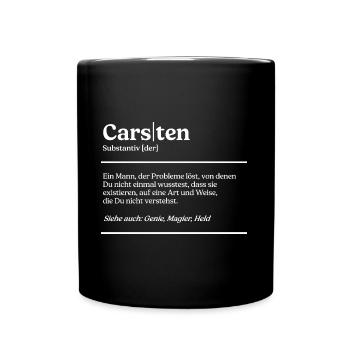 Carsten Name Definition Design für stolze Carstens - Tasse einfarbig - Schwarz - Vorne
