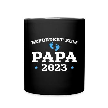 Werdender Papa 2023 Schwangerschaft Verkündung - Tasse einfarbig - Schwarz - Vorne