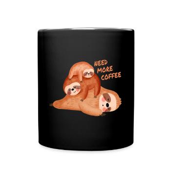 Feeling slothee need more coffee - Full Colour Mug - black - Front