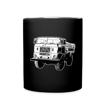 W50 LKW NVA Baustellen W50 DDR - Tasse einfarbig - Schwarz - Vorne
