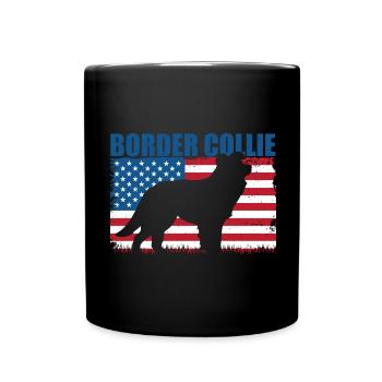 Border Collie Hund - Tasse einfarbig - Schwarz - Vorne