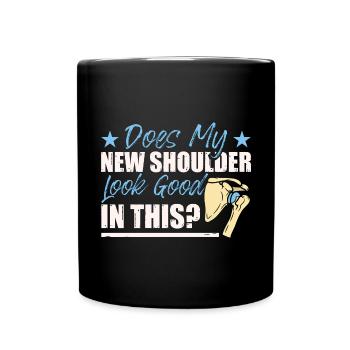 Lustige Schulter-Erholung - Tasse einfarbig - Schwarz - Vorne