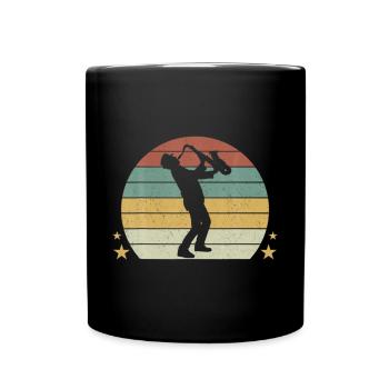 Jazz Lover Instrument de Musique Rétro Saxophone - Mug uni - noir - Devant